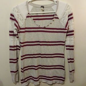 We The Free Stripe Crochet Henley